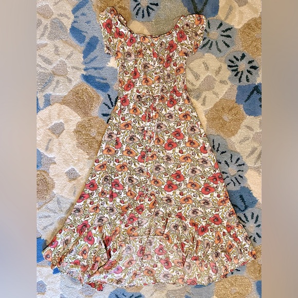 Anthropologie | Abel the Label Shor On/Off Shoulder Floral High/Low Midi Dress - Picture 1 of 6